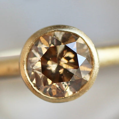 ブラウンダイヤモンド 0.52ct フクリン×プレーンマットアーム K18YG リング 【MJ2411】