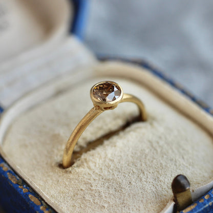 ブラウンダイヤモンド 0.52ct フクリン×プレーンマットアーム K18YG リング 【MJ2411】