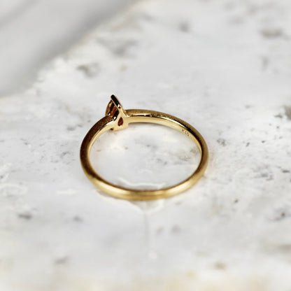 オレンジブラウンダイヤモンド 0.185ct K10YG ペアシェイプローズカット 爪留め(プレーン)×プレーンアーム(マット)【MJ2835】