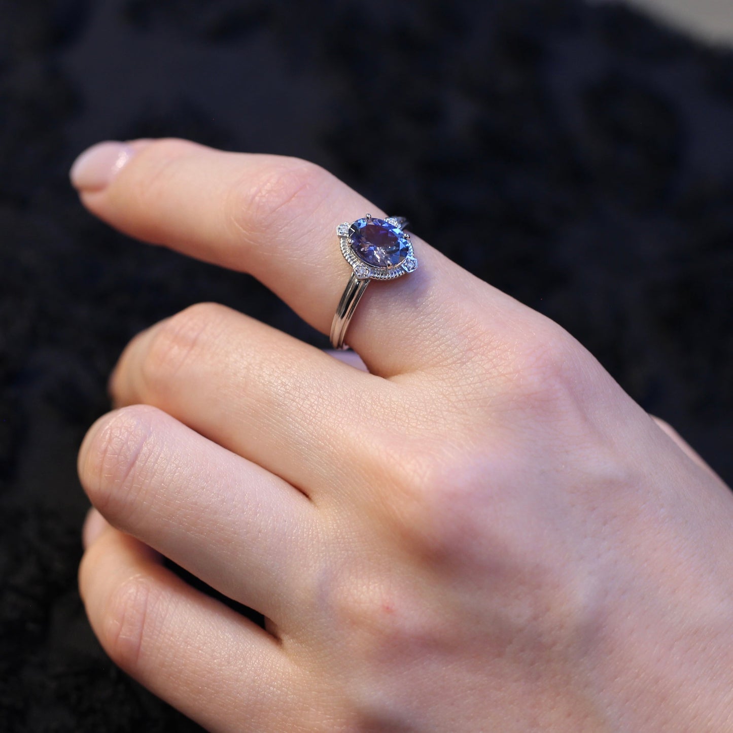 バイカラータンザナイト 1.22ct ダイヤモンド0.02ct Pt900 プラチナ トゥルース×グルーヴアーム