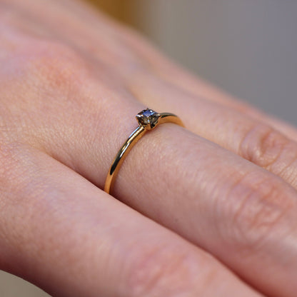 ブラウンダイヤモンド 0.135ct K10YG ラディアントカット 4本爪(立て爪)×プレーン(1mm)アーム【MJ2838】